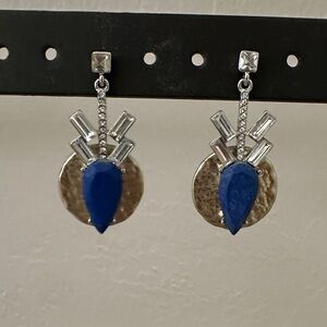 Elegant Blue and Gold Drop Earrings
